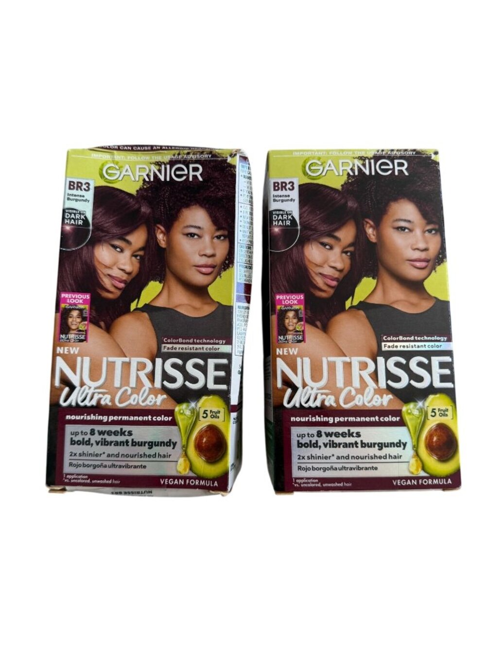 GARNIER NUTRISSE Ultra Color Lot of 2  BR3 Intense Burgundy Hair Color NEW NIB
